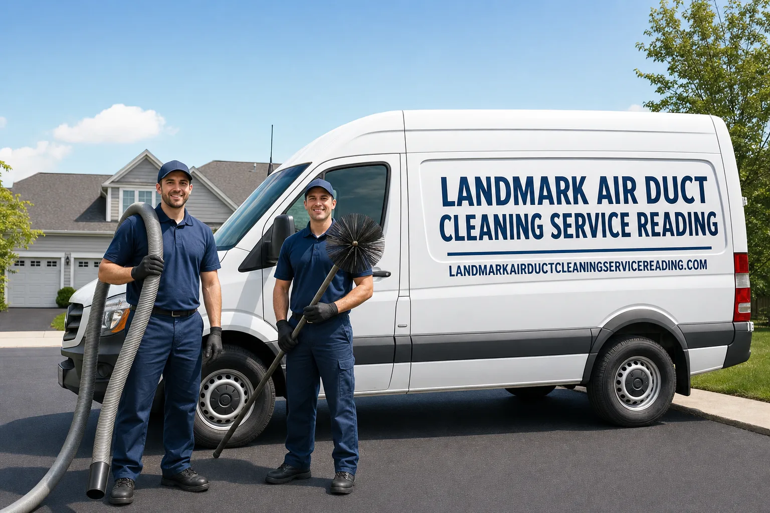 Landmark Air Duct Cleaning Service Reading service vehicle and crew in Reading, PA